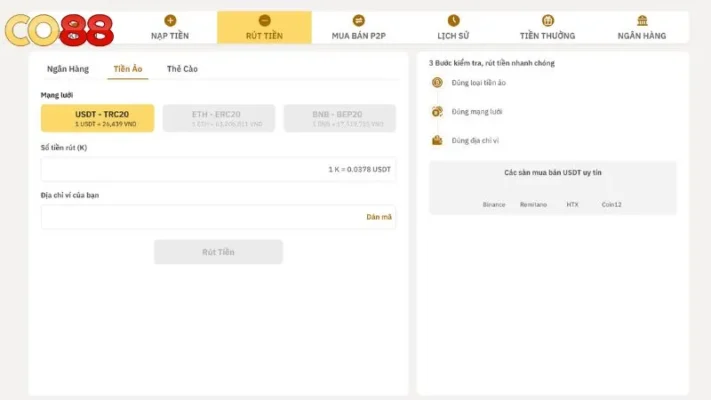 Cách để rút tiền CO88 nhanh chóng, an toàn