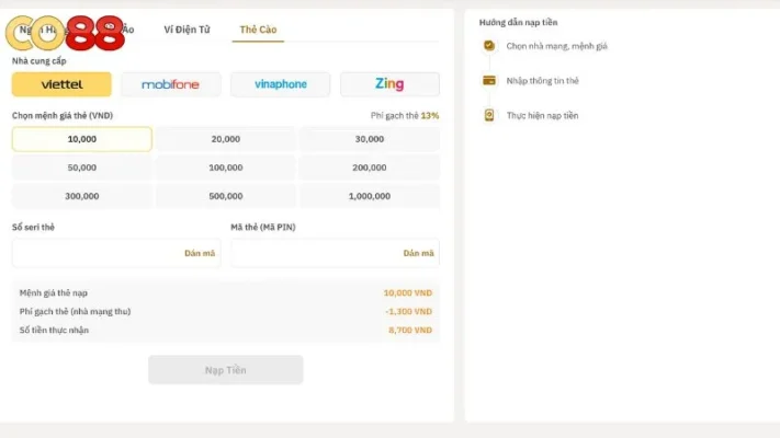 Hướng Dẫn Chi Tiết - Nạp Tiền CO88 An Toàn, Nhanh Chóng Và Hiệu Quả Để Trải Nghiệm Đỉnh Cao 4 Nạp Tiền CO88 Qua Thẻ Cào