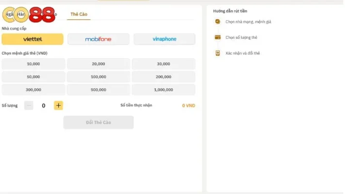 Rút tiền CO88 qua thẻ cào
